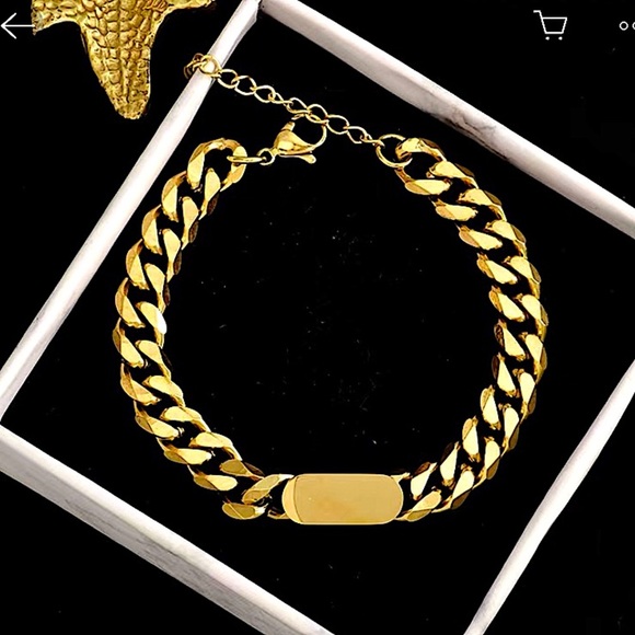 Stainless Steel Gold Cuban Chain Link Bracelet - Picture 4 of 9